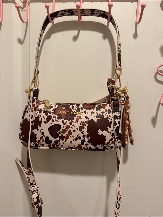 Betsey Johnson Handbags - Betsey Johnson Brown & White Cow Print Crossbody Bag with Gold Hardware